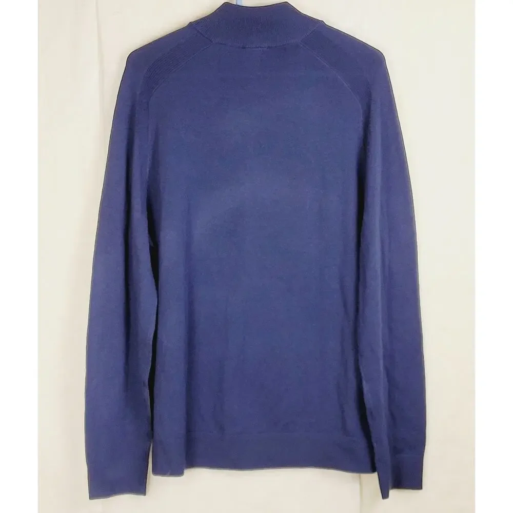 New Express navy blue merino wool quarter zip pullover sweater Size Large Preppy